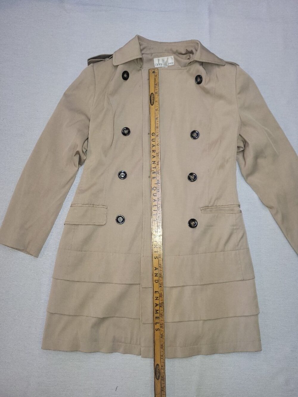 Cleo Petite Women’s Trench Coat Size 4P Beige Double Breasted - Picture 6 of 11